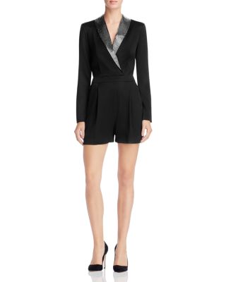 Alice and Olivia Kyrie Tuxedo Romper