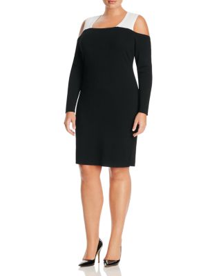 Calvin Klein Plus Color Block Cold Shoulder Dress