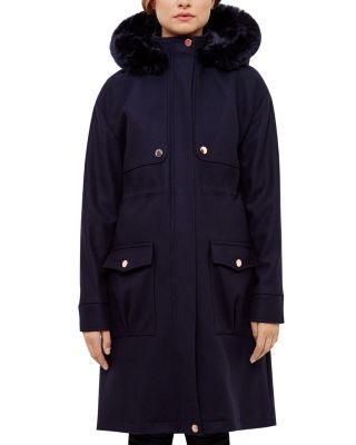 Ted Baker Eggle Faux Fur-Trimmed Parka