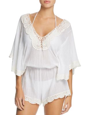 Eberjey Sol Liberty Lace Trimmed Romper Swim Cover Up