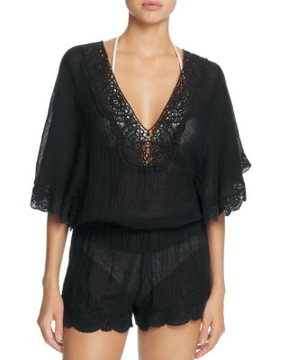 Eberjey Sol Liberty Lace Trimmed Romper Swim Cover Up