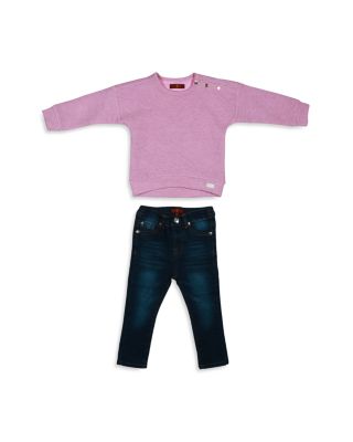 7 For All Mankind Infant Girls' Zigzag Quilted Sweatshirt & Skinny Jeans Set - Sizes 12-24 Months