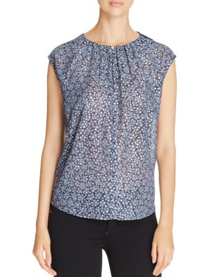 MICHAEL Michael Kors Bayoux Abstract Foil Mixed Media Top