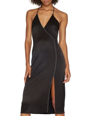 HALSTON HERITAGE Chain-Trim Slip Dress