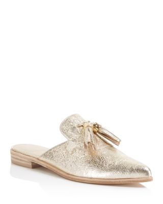 Stuart Weitzman Slidealong Metallic Tassel Mules