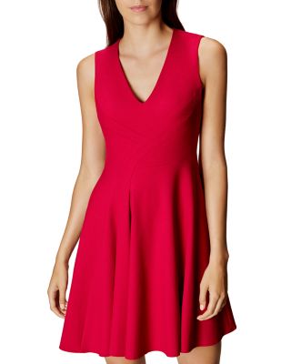 KAREN MILLEN V-Neck Fit-And-Flare Dress