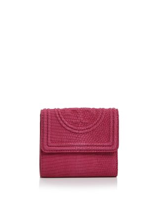 Tory Burch Fleming Snake-Embossed Leather Mini Wallet