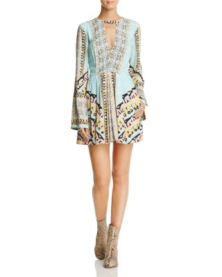 Free People Tegan Border-Print Mini Dress