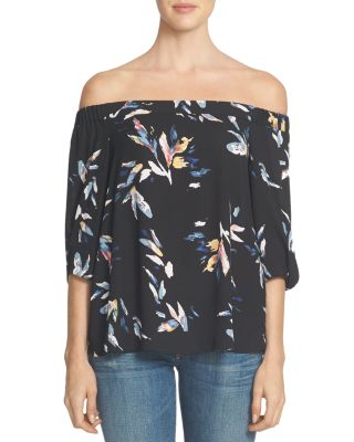 1.STATE Off-the-Shoulder Abstract Floral Blouse