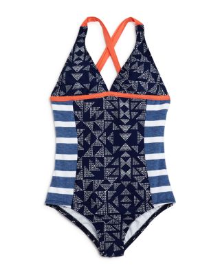 Splendid Girls' Deckhouse Geo Print One Piece Swimsuit - Sizes 7-14