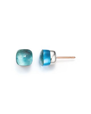 Pomellato Nudo Earrings with Blue Topaz in 18K Rose and White Gold