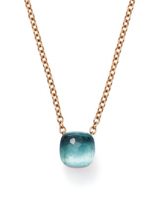 Pomellato Nudo Pendant Necklace with Blue Topaz in 18K Rose and White Gold 