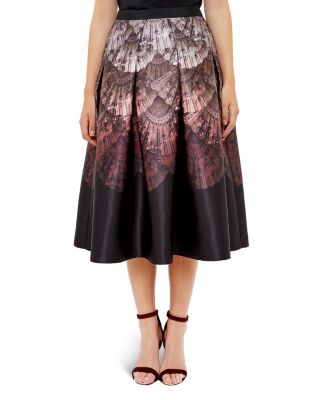 Ted Baker Ombré Fan-Print Midi Skirt