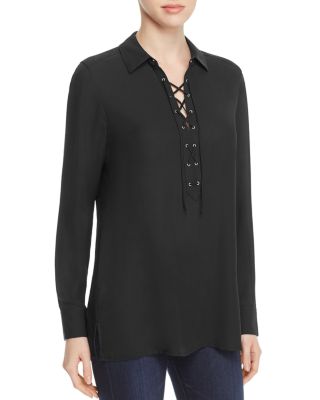 Foxcroft Leah Lace-Up Blouse