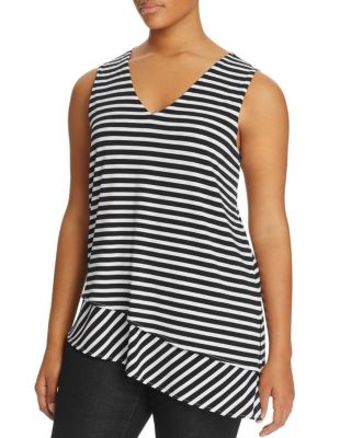 Calvin Klein Plus Stripe Asymmetric Top