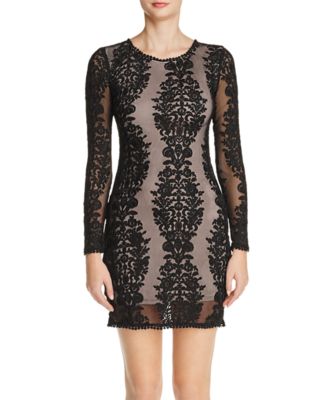 Olivaceous Sheer Lace Mini Dress