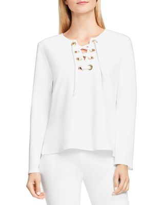 VINCE CAMUTO Bell Sleeve Lace-Up Ponte Top