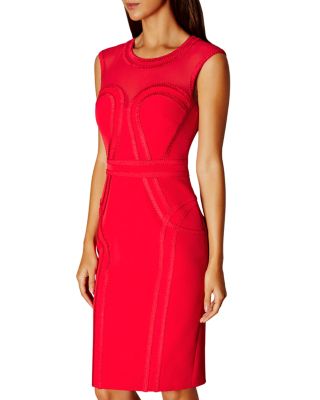 KAREN MILLEN Sheer Yoke Pencil Dress