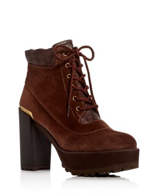 Stuart Weitzman Rugged High Heel Platform Booties