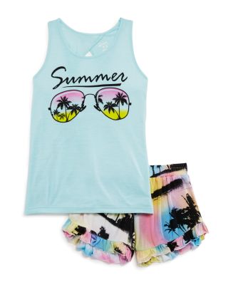 Flowers by Zoe Girls' Summer Shades Tank & Ruffled Palm Print Shorts - Sizes S-XL