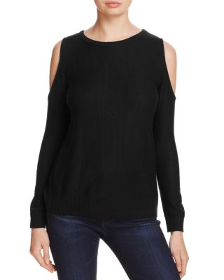 AQUA Lace Up Cold Shoulder Sweater