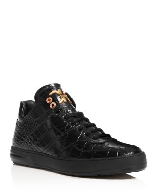 FERRAGAMO MEN'S CROCODILE EMBOSSED LEATHER HIGH TOP trainers,0673357