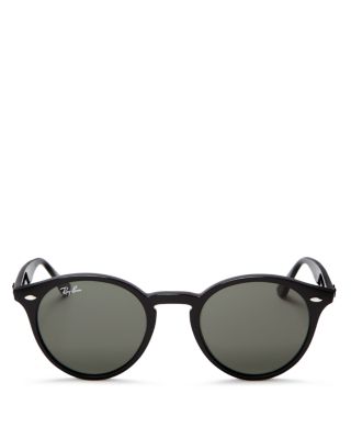 Ray Ban Rb2180 Acetate Round Sunglasses In Black/gray Green Solid