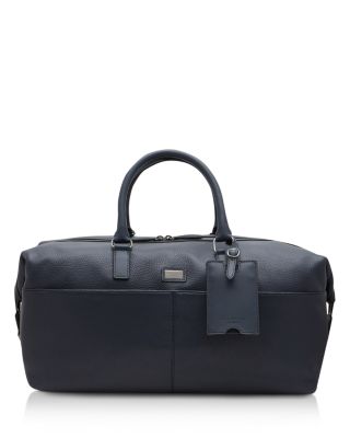 Ted Baker Tiger Leather Holdall In Navy