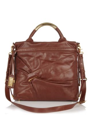 Badgley Mischka Platinum Label Caroline Pleated Leather Tote