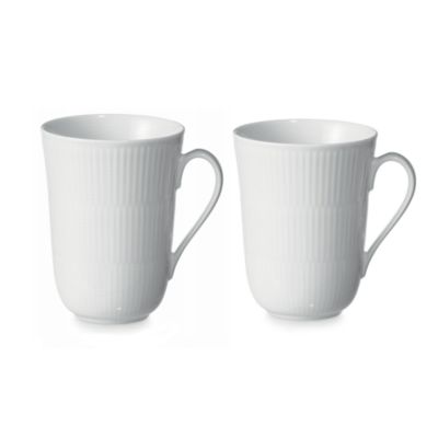 Royal Copenhagen White Fluted Mug, Set of 2