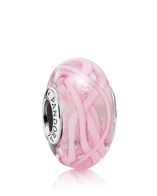 PANDORA Charm - Murano Glass Pink Ribbon of Hope, Moments Collection ...