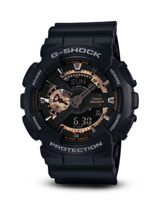 G-Shock Black & Rose Gold Tone Watch, 55mm