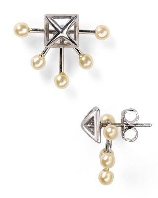 Rebecca Minkoff Pyramid Fan Stud and Jacket Earrings