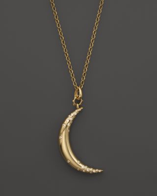 Monica Rich Kosann Monica Rich Kosann 18K Yellow Gold Large Crescent Moon Charm Necklace with Diamond Accents, 32