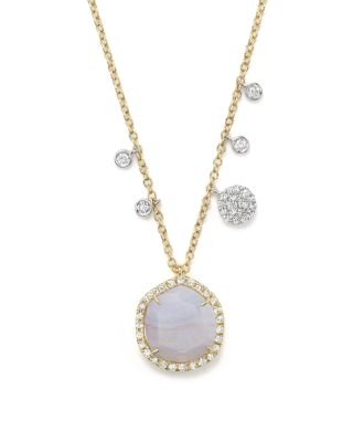 Meira T Meira T 14K Yellow Gold Blue Lace Chalcedony Necklace, 16