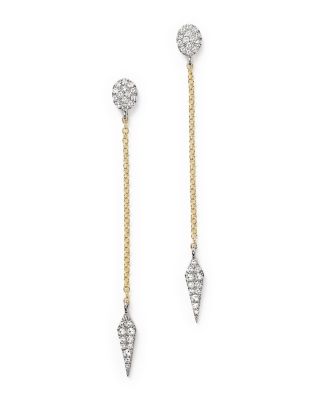 Meira T 14K Yellow and White Gold Arrow Drop Earrings with Diamonds