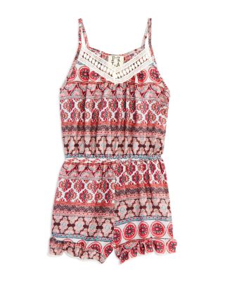 PPLA Girls' Multi Print Floral Romper - Sizes S-L