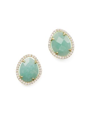 Meira T 14K Yellow Gold Amazonite Stud Earrings with Diamonds