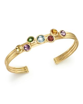 Marco Bicego 18K Yellow Gold Jaipur Three Strand Mixed Semi-Precious Gemstone Cuff Bacelet