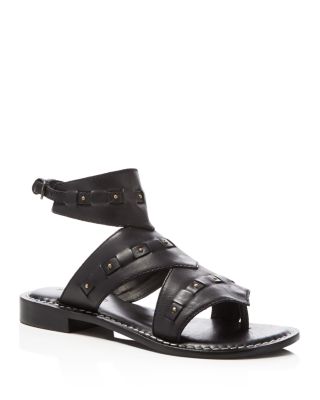 Bernardo Teddi Leather Cutout Ankle Strap Sandals