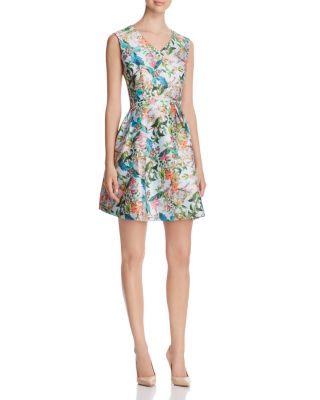 FINITY Floral Print Fit and Flare Dress