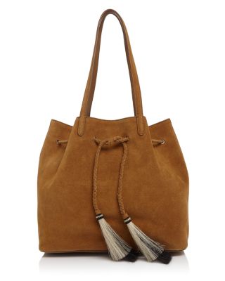 Loeffler Randall Calf Hair Tassel Suede Drawstring Tote