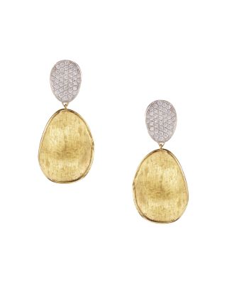 Marco Bicego Marco Bicego Diamond Lunaria Two Drop Small Earrings in 18K Gold