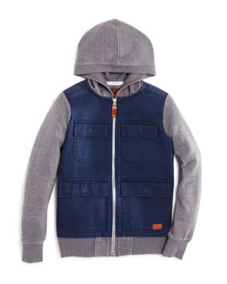 7 For All Mankind Boys' Twill & Fleece Hooded Jacket - Sizes 4-7 