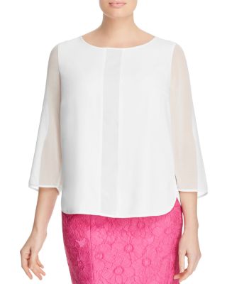 Marina Rinaldi Baia Sheer-Panel Crepe Blouse