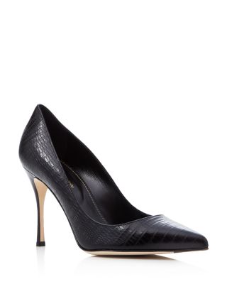 Sergio Rossi Godiva Lizard-Embossed Pointed Toe Pumps