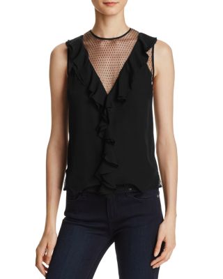 Chelsea And Walker Ruffle Mesh Silk Tank