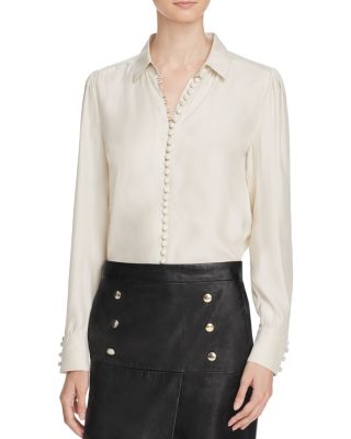 FRAME Le Victorian Button-Up Silk Blouse