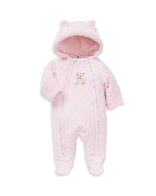 Little Me Infant Girls' Diamond Quilted Velour Bear Pram Suit - Sizes 3/6-6/9