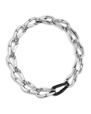 John Hardy Sterling Silver Bamboo Link Necklace with Black Onyx, 18